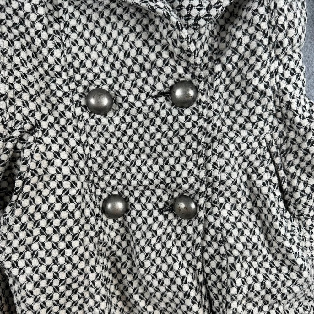 Bethany Mota Double Breasted Black and White Swing Pea Coat‎ Jacket Women's XS - Picture 8 of 9